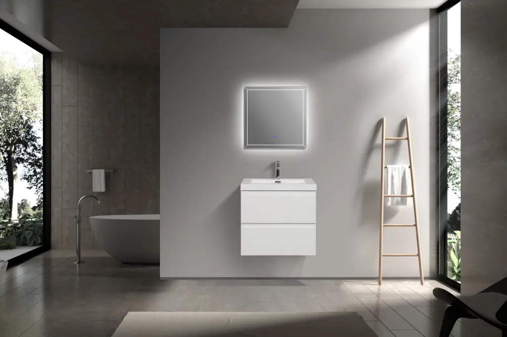 24 Inch Wall Hung Bathroom Vanity Gloss White White Top bathininc