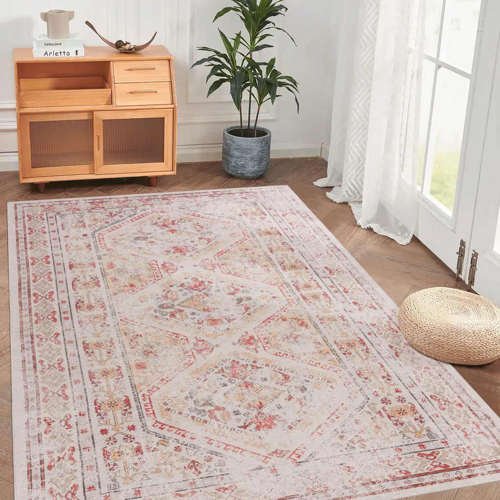 Naar 4X6 Washable Area Rug Low Pile Non Slip Non Shedding Home naar rug