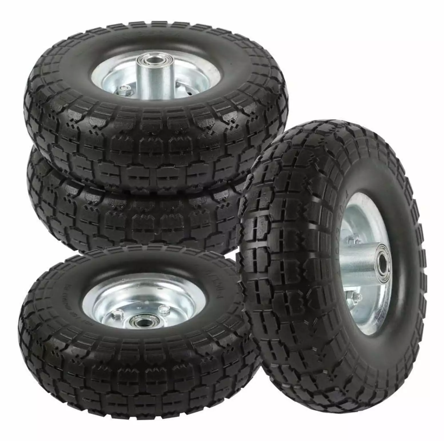 4 Pcs 10-Inch Solid Rubber Tyre Wheels Garden Utility Wagon Cart Trolley Tires Snowblower Lawn Mower Wheelbarrow Generator...
