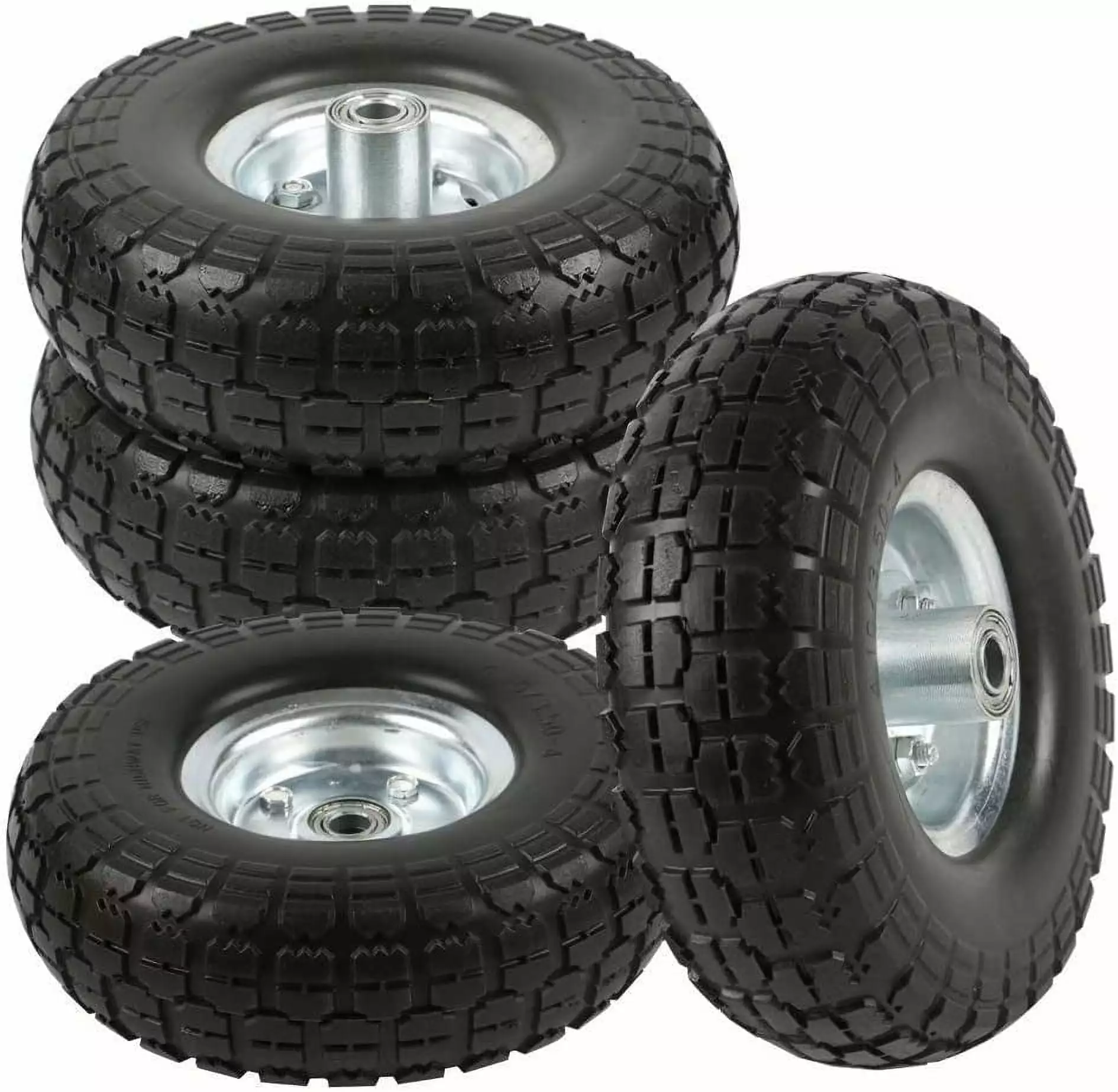 4 Pcs 10-Inch Solid Rubber Tyre Wheels Garden Utility Wagon Cart Trolley Tires Snowblower Lawn Mower Wheelbarrow Generator...