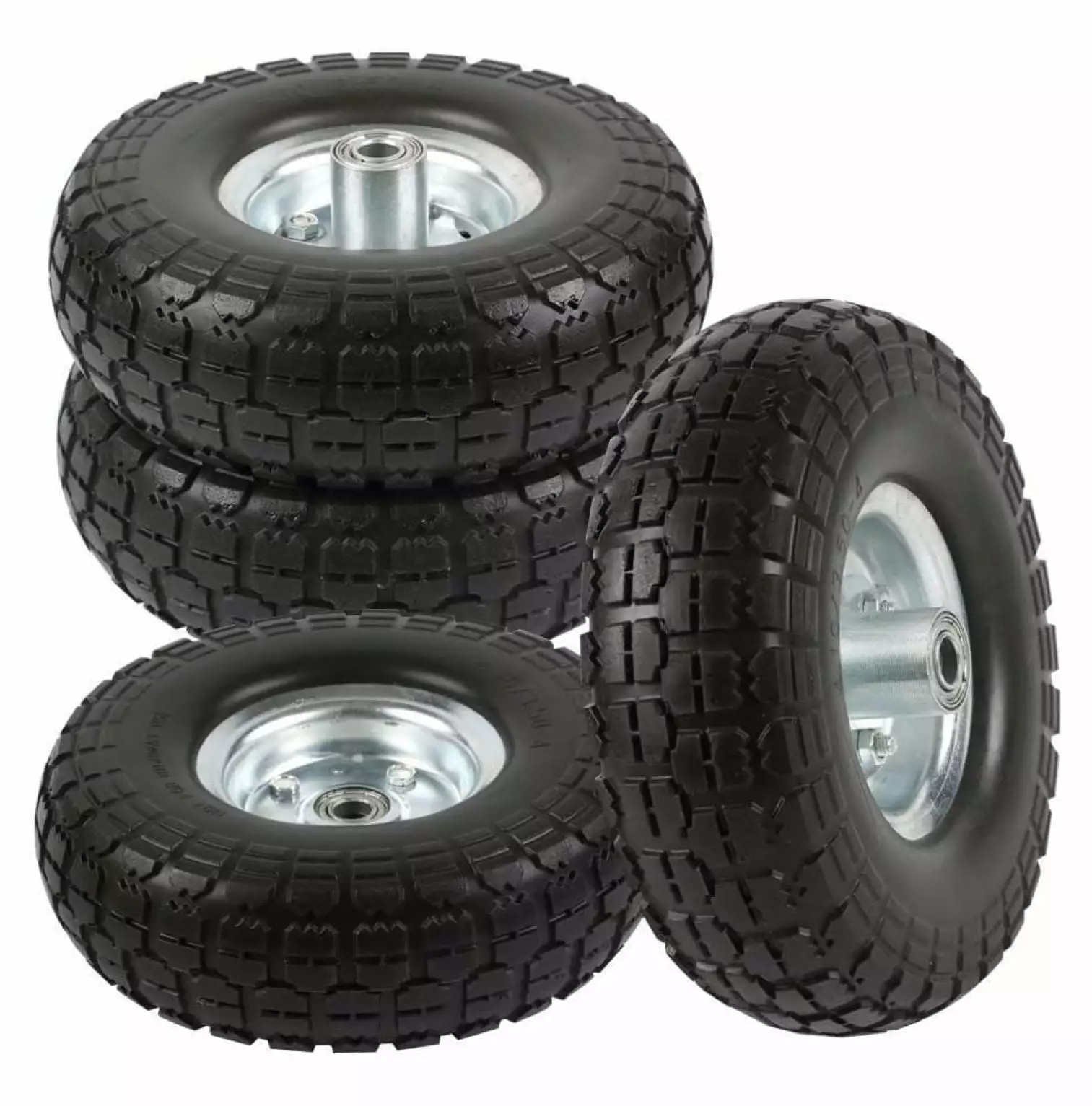 4 Pcs 10-Inch Solid Rubber Tyre Wheels Garden Utility Wagon Cart Trolley Tires Snowblower Lawn Mower Wheelbarrow Generator...
