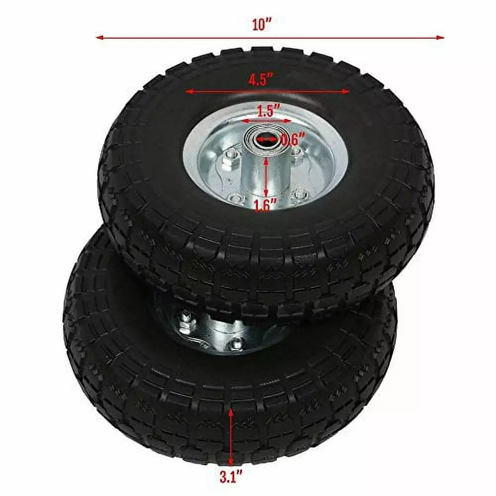 4 Pcs 10-Inch Solid Rubber Tyre Wheels Garden Utility Wagon Cart Trolley Tires Snowblower Lawn Mower Wheelbarrow Generator...