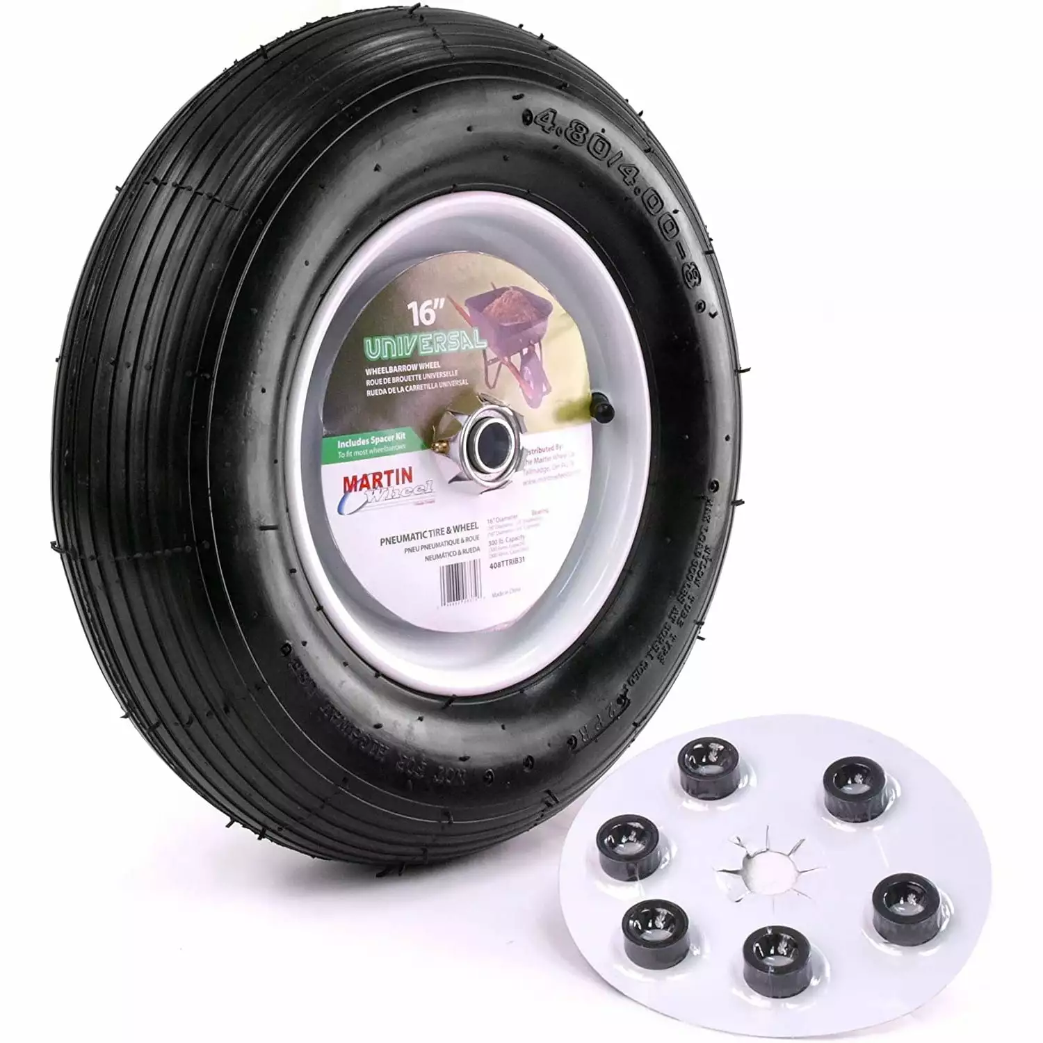 Zotrsuw 480/400-8 16 Pneumatic Wheelbarrow Wheel 6x3/4 Hub