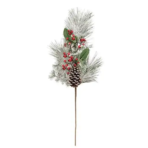 24 Inch Icy Bristle Pine and Berry Wreath Christmas Decor CWI