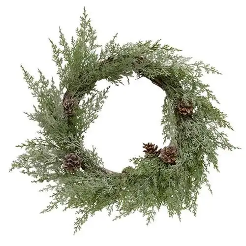 16 Inch Woodland Cedar Wreath Rustic Holiday Decor CWI